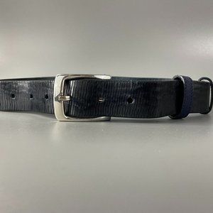 Elliot Rhodes Blue Leather Sliced Decorated Belt